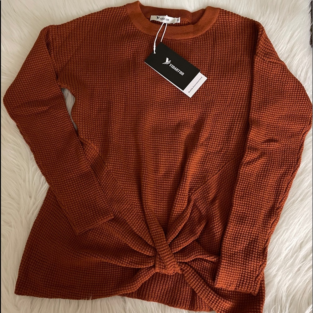 Pullover Sweaters Twist Knot Crewneck Long Sleeve